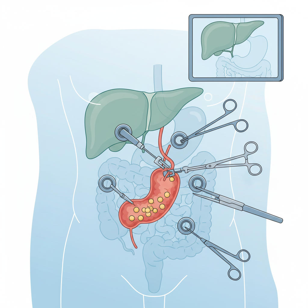 Laparoskopik kolesistektomi: kapalı safra kesesi ameliyatı temsili görsel