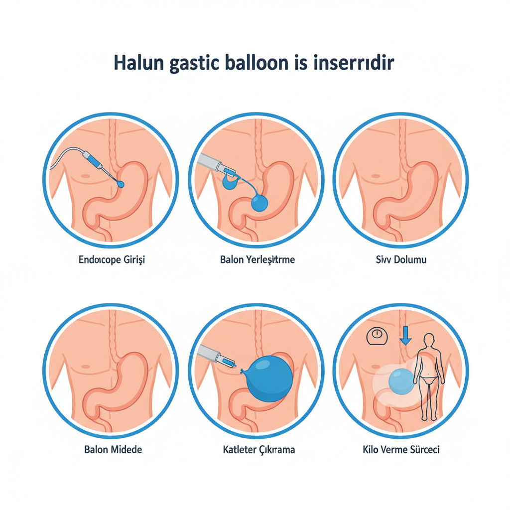 Mide balonu nasıl takılır - işlem adımları infografik