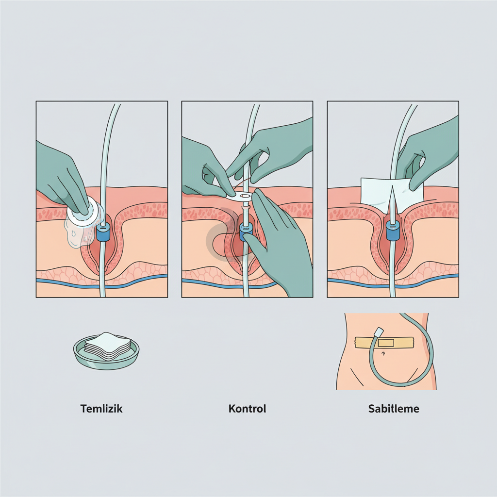 PEG bakımı: temizlik, kontrol ve sabitleme adımları
