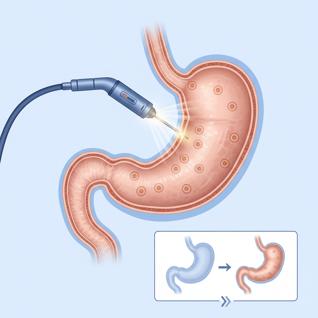 Mide fundusu ve endoskopik işlemler için şematik görsel