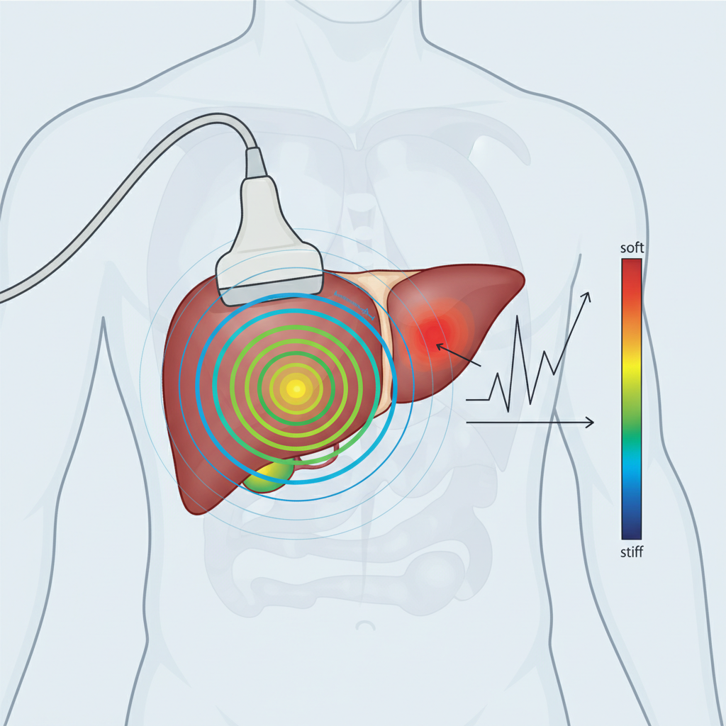 SW elastografi ile karaciğer sertliği ölçümü örneği